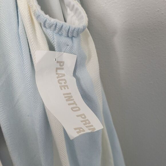 Lauren James Dress Blue White Stripe Open Back Halter Ruffle Flirty Mini Dress S - Picture 6 of 9